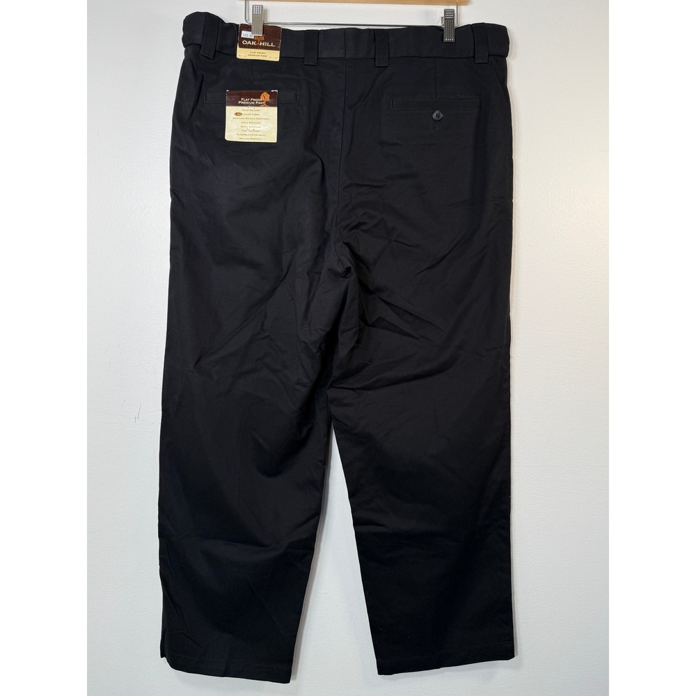 Oak‎ Hill Premium Pants Mens 38x28 Black Flat Front Straight Leg 100% Cotton NEW